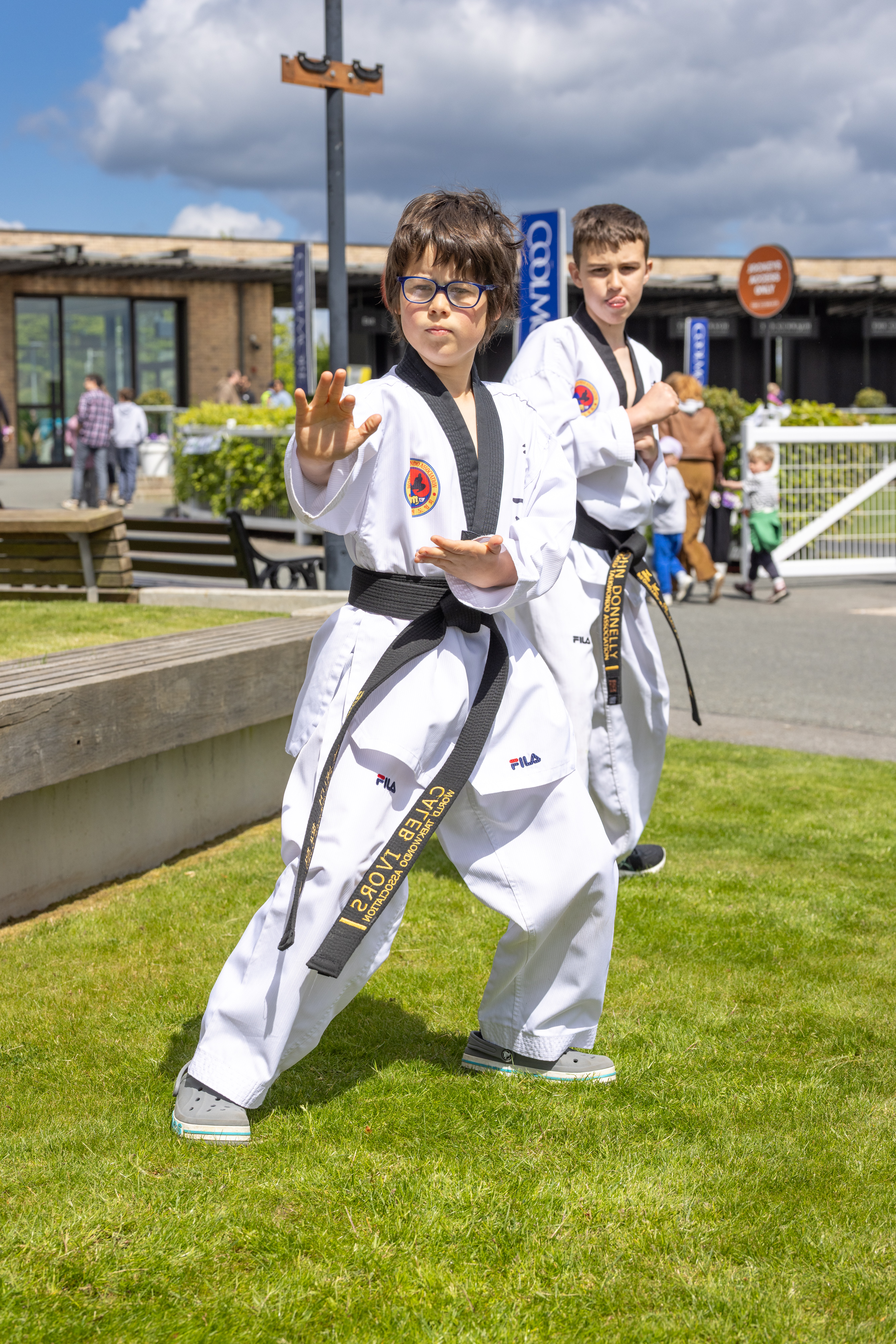 Child in Taekwondo pose. 